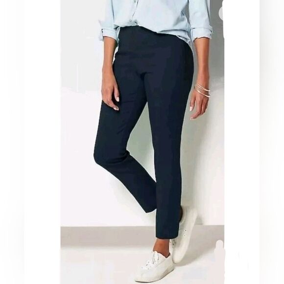 J. Jill Pants - J. Jill Essentials Cotton Black Pull On Ponte Pants With Zip Slash Pockets 14